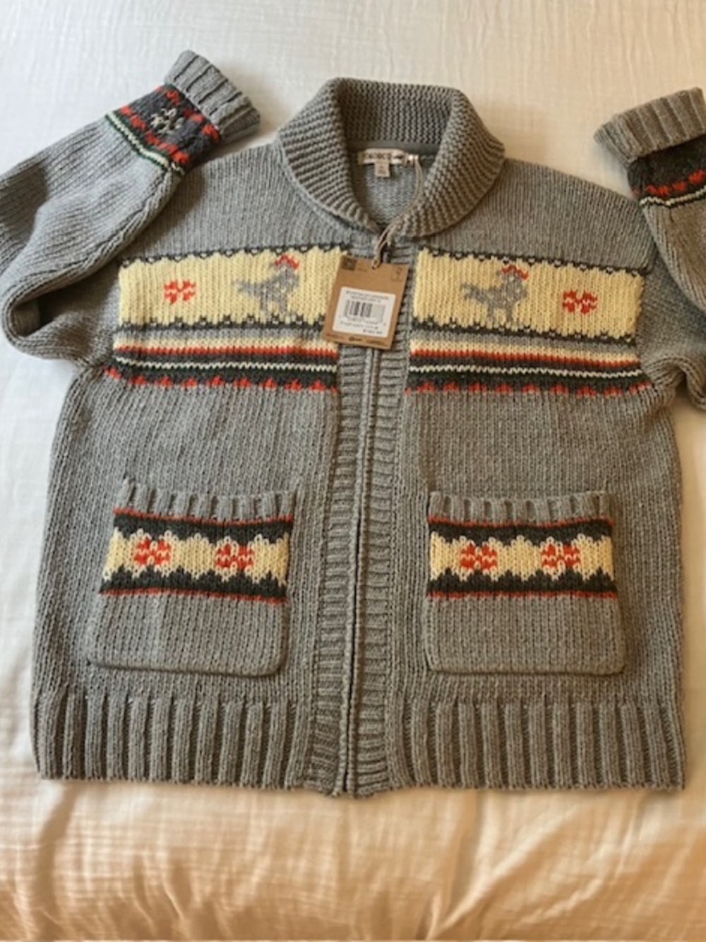 Toad&Co Nitsa Cardigan, Gray with Chickens Small NEW - Picture 4 of 4